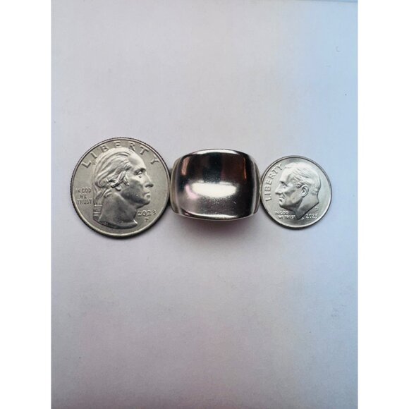 Estate Modernist Sterling Silver 925 Wide Sculptural Band Ring - Picture 10 of 11